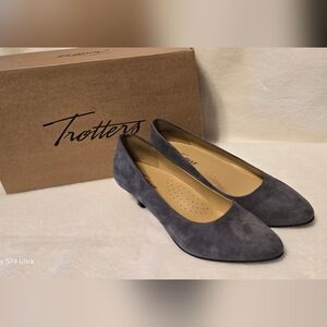 Trotters Gray Flats with Pointed Toe and Suede Finish